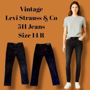 Levi Strauss & Co Jeans Vintage Black Original Riveted 511 Slim Fit Size 14R